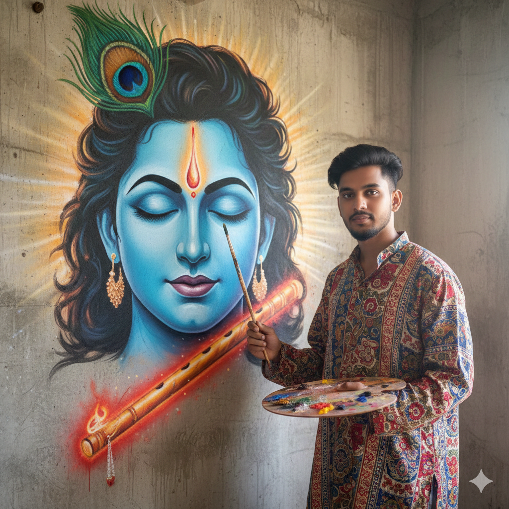 Lord Krishna Painting Ai Photo Editing Prompt - AI Generated Image