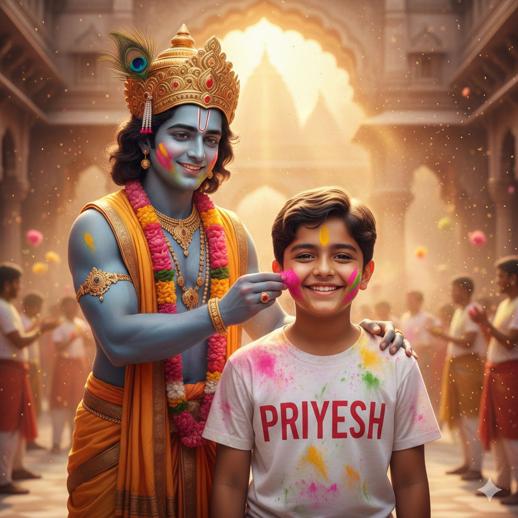 Holi With Shreekrishna Ai Photo Editing Prompt - AI Generated Image