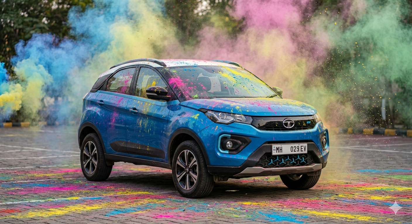 Gemini Car Holi Ai Photo Editing Prompt For Google Gemini - AI Generated Image