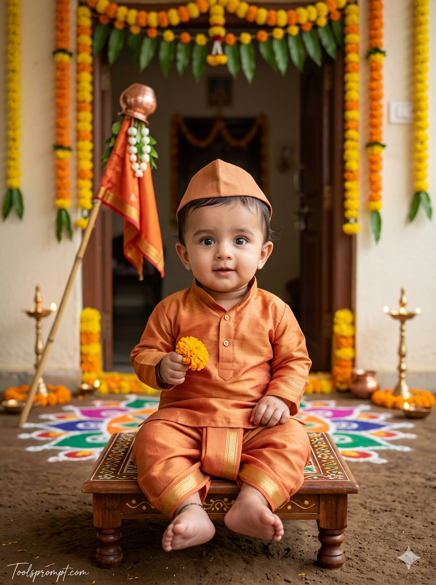 Baby Gudi Padwa Ai Photo Editing Prompt  - AI Generated Image