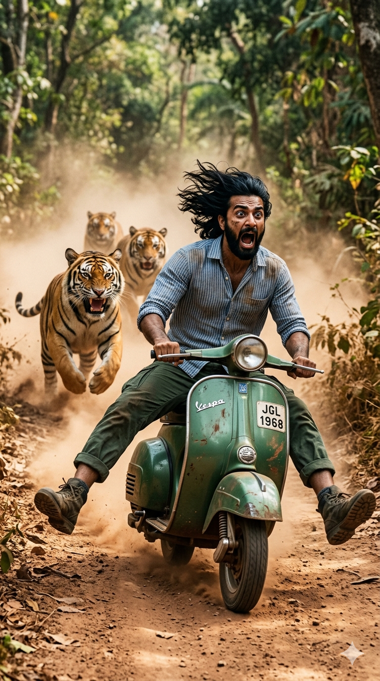 Ai Editing Bank Prompt To Create A Tiger Attacking Ai Image Of Yourself  - AI Generated Image