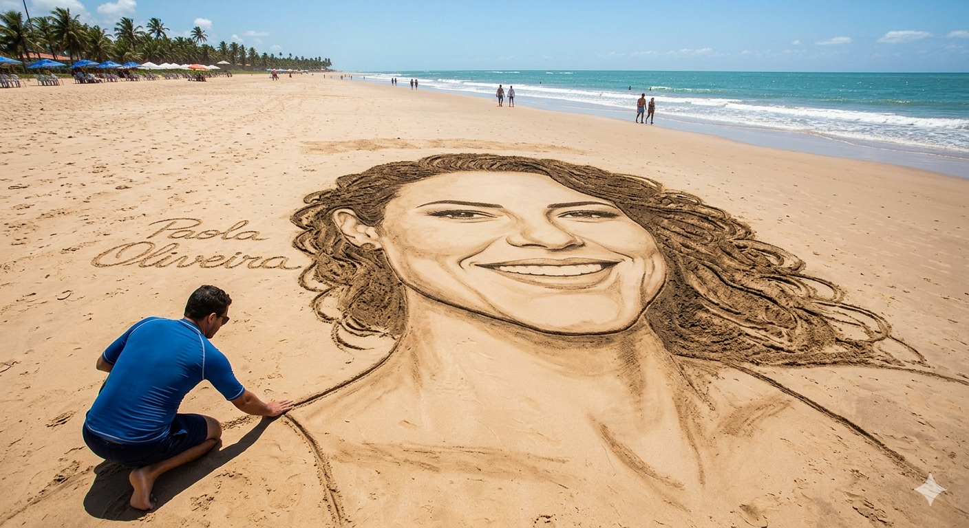 Prompt Seen Sand Art On Beach - AI Generated Image