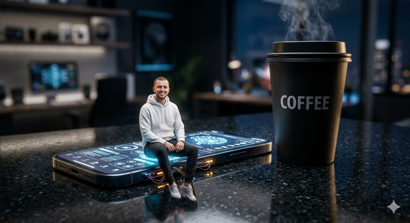 Sitting On Mobile Ai Prompt  - AI Generated Image