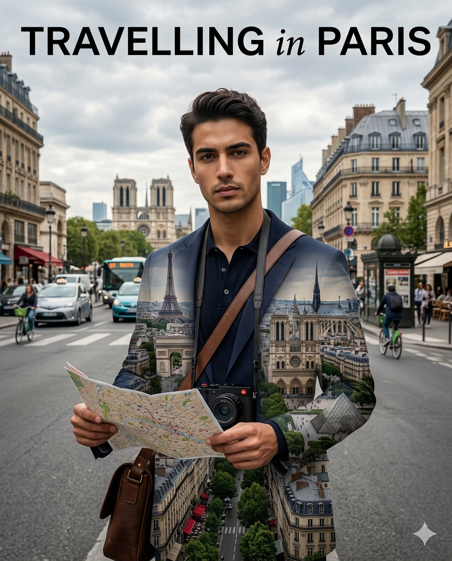Travelling In Paris Ai Photo Editing Prompt  - AI Generated Image
