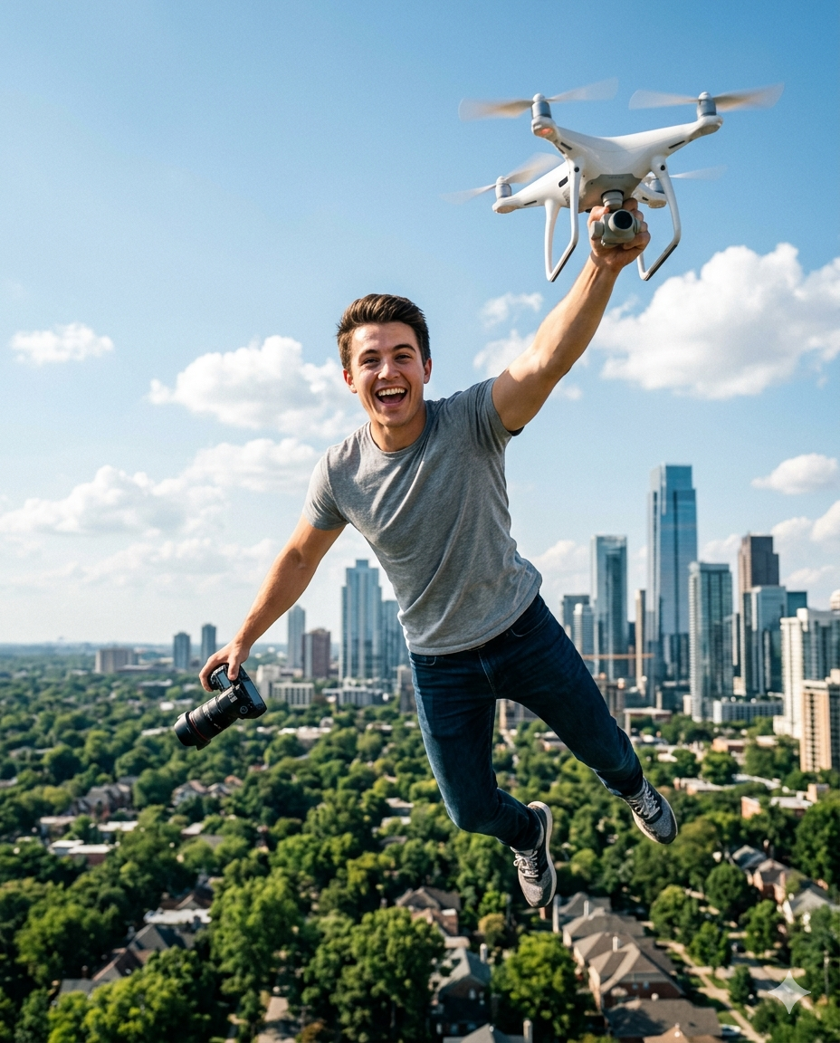 Flying With Drone Ai Photo Editing Prompt  - AI Generated Image