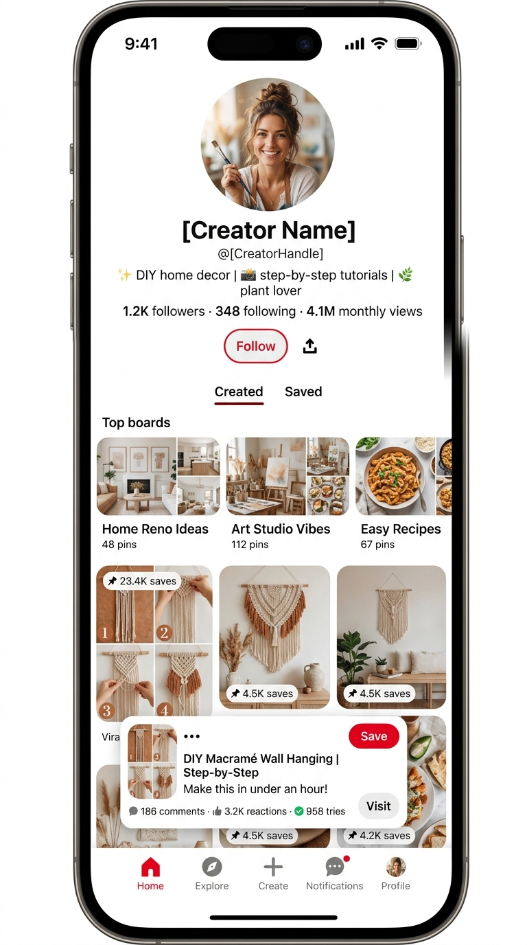 Pinterest profile prompt create a trending pinterest page by a single prompt  - AI Generated Image