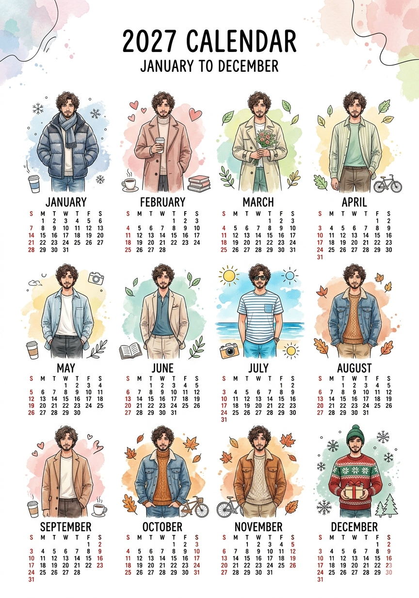 My Calendar 2027 AI Prompt To Create Your Own Image Calendar   - AI Generated Image