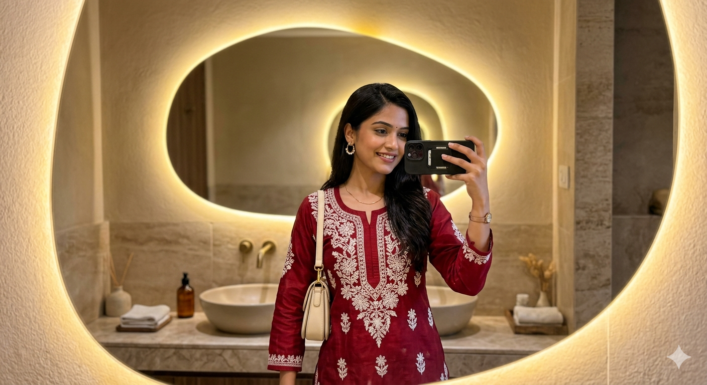 Mirror Selfie Prompt For Girls Try On Chatgpt  - AI Generated Image