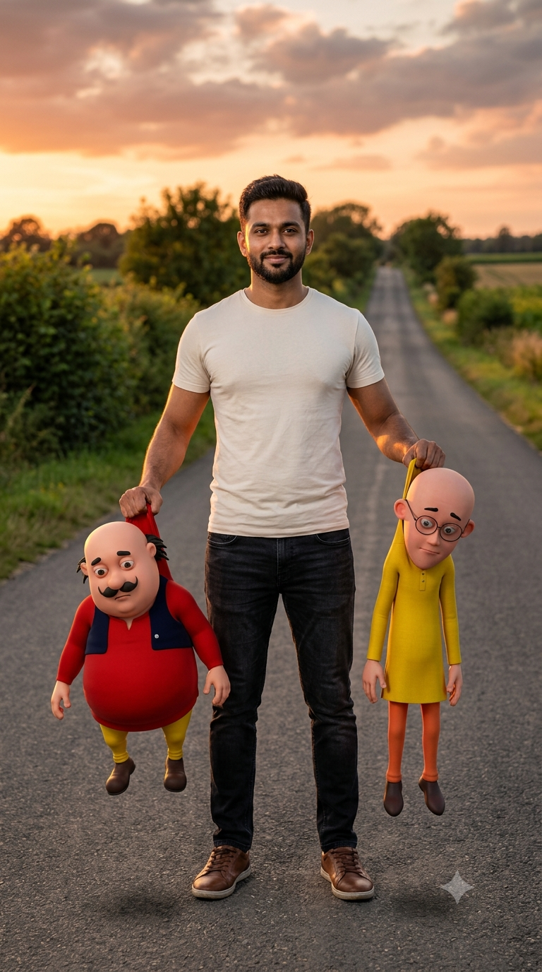 Trending funny motu patlu ai photo editing prompt  - AI Generated Image