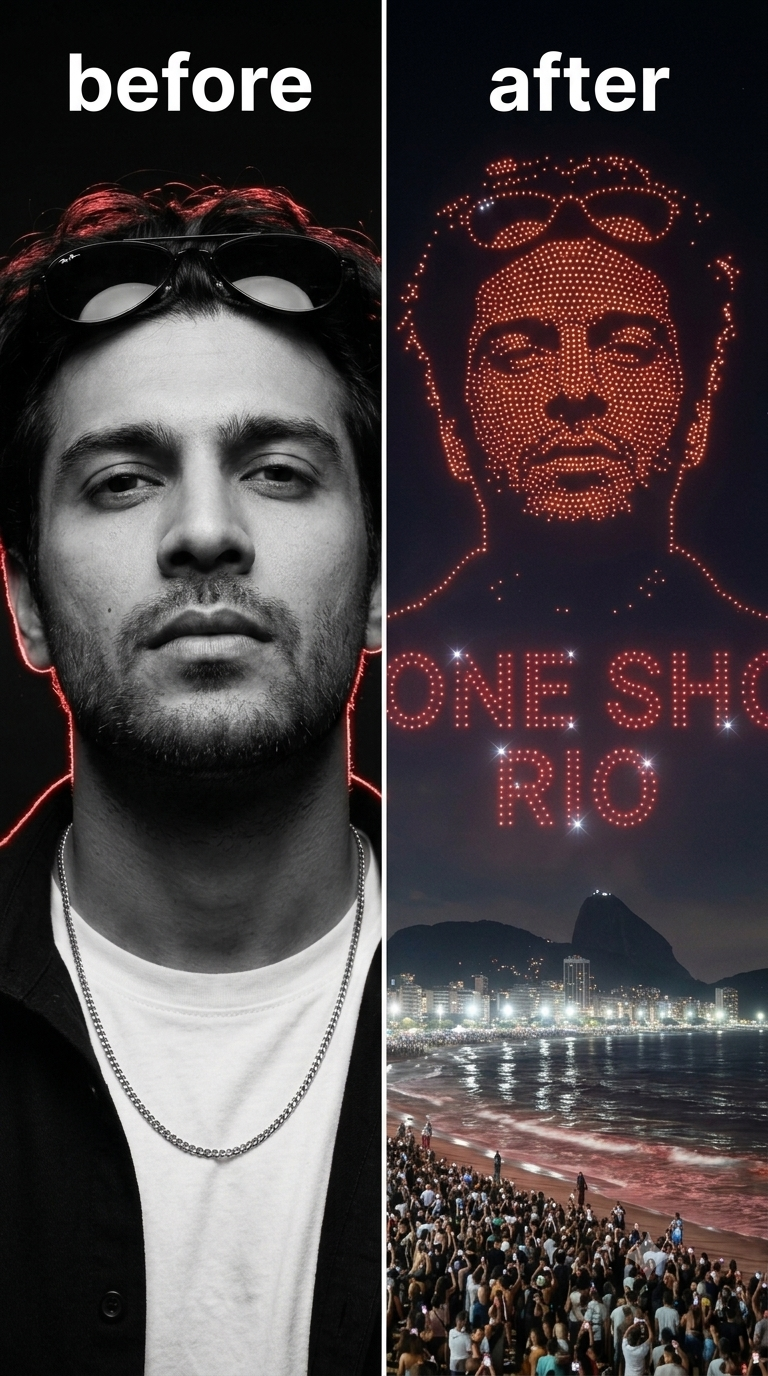 Drone Show Rio Ai Image Editing Prompt  - AI Generated Image