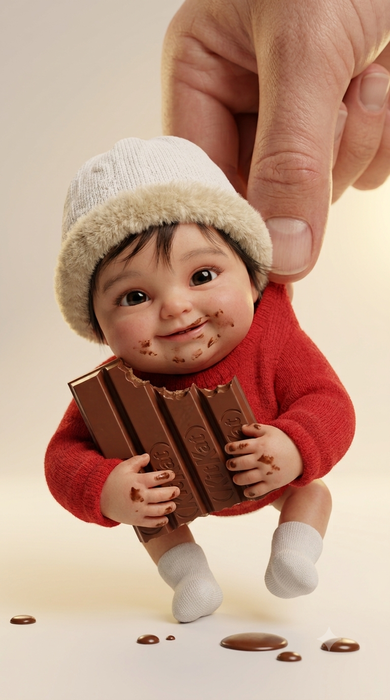 Viral baby with chocolate ai photo editing prompt  - AI Generated Image