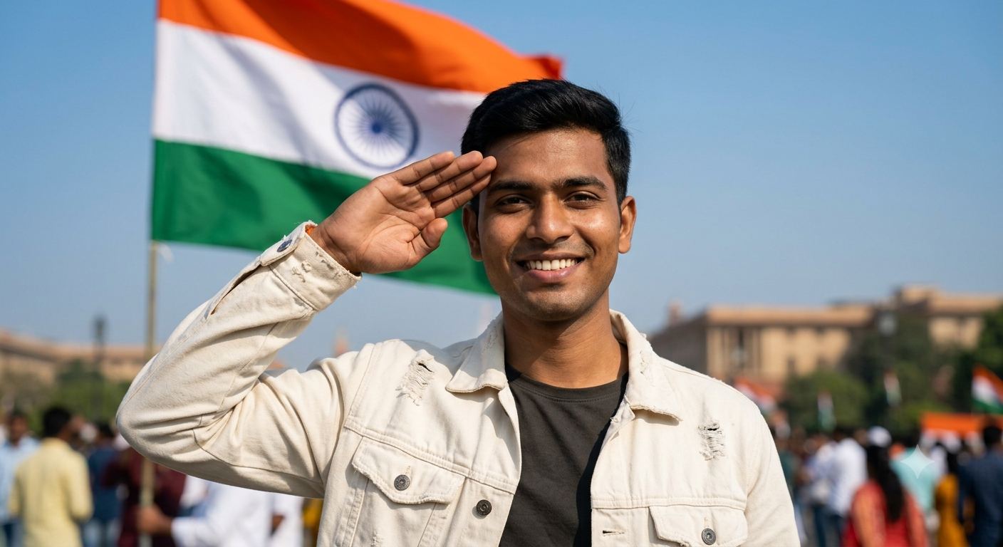 Saluting Flag Ai Prompt  - AI Generated Image