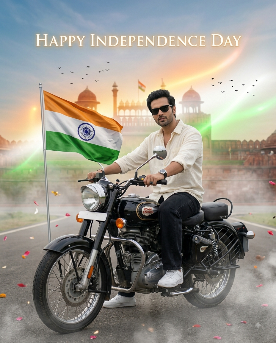 Independence Day Bike Ai Photo Editing Prompt  - AI Generated Image