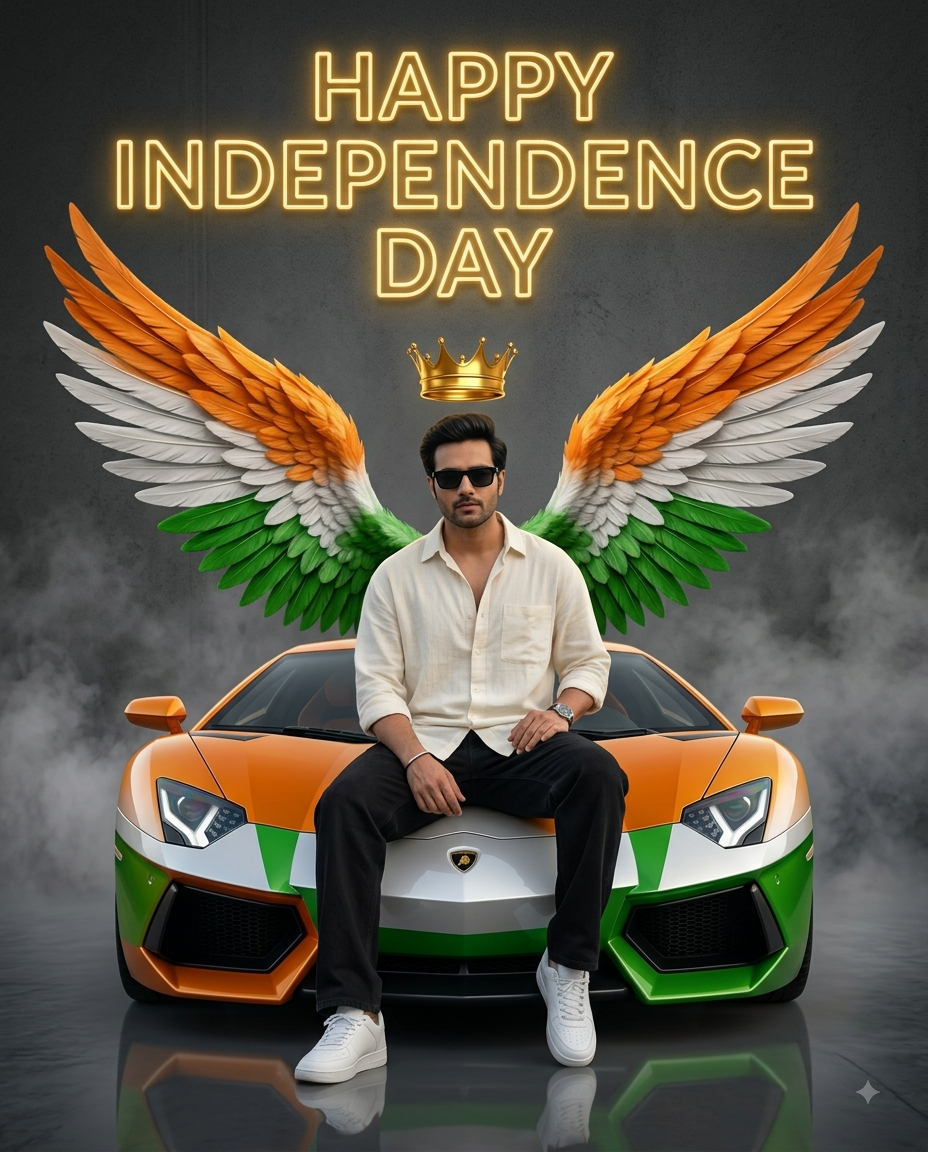 Independence day Car Ai Photo Editing Prompt  - AI Generated Image