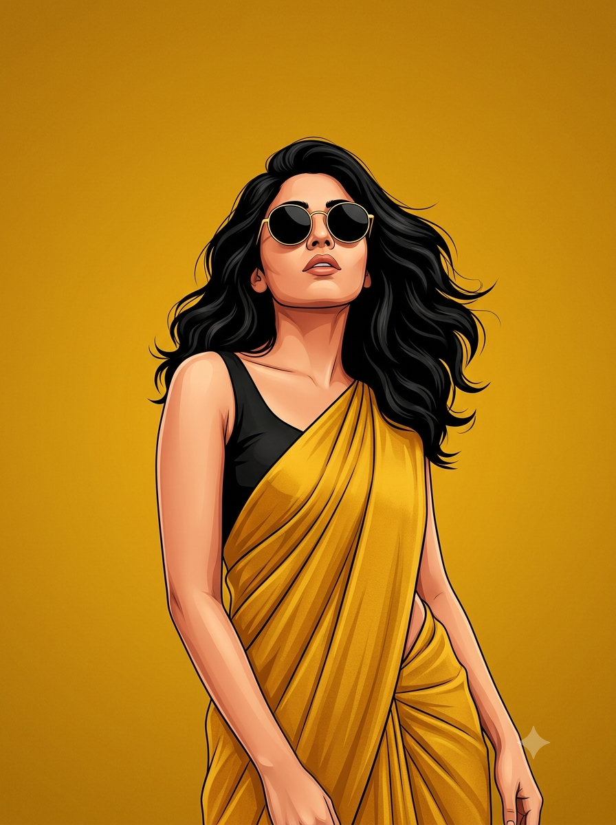 Vector Ai Photo Editing Prompt to Create Beautiful Girl in Saree - AI Generated Image