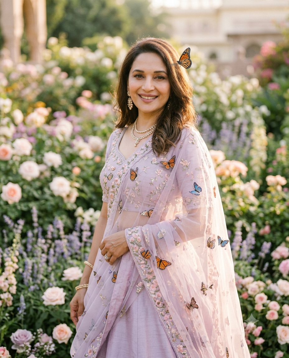 Trending prompt seen girl prompt create butterfly lehenga effect - AI Generated Image
